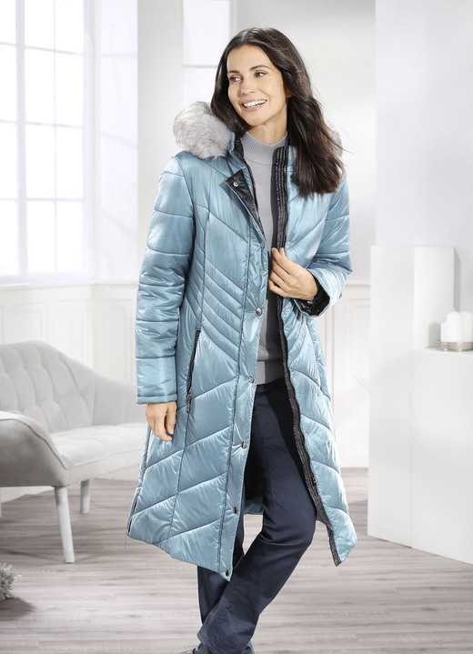 Wintermäntel - Mantel mit abnehmbarer Kapuze, in Größe 038 bis 054, in Farbe EISBLAU Ansicht 2
