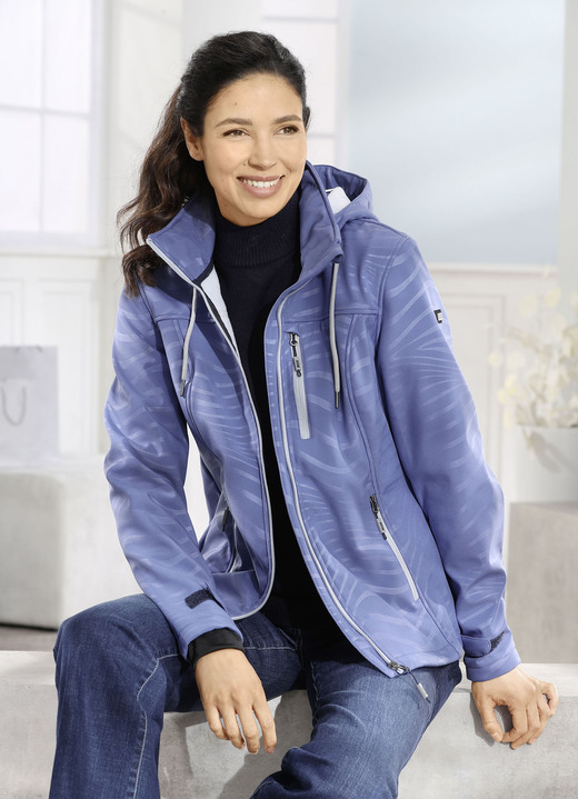 Kurz - Funktionsjacke mit Regenschild an der Kapuze Ansicht 3 Kurz - Funktionsjacke mit Regenschild an der Kapuze, in Größe 036 bis 052, in Farbe JEANSBLAU Ansicht 3
