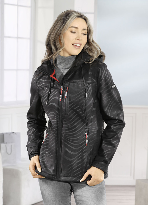 Kurz - Funktionsjacke mit Regenschild an der Kapuze Ansicht 5 Kurz - Funktionsjacke mit Regenschild an der Kapuze, in Größe 036 bis 052, in Farbe JEANSBLAU Ansicht 5