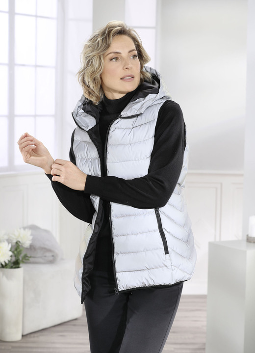 Kurz - Weste mit reflektierender Beschichtung Ansicht 2 Kurz - Weste mit reflektierender Beschichtung, in Größe 036 bis 050, in Farbe HELLGRAU Ansicht 2