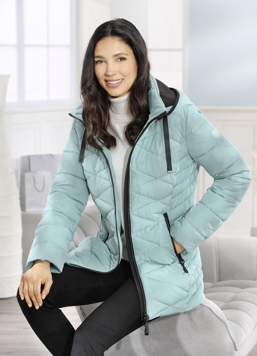 Kurz - Jacke aus recycelten Fasern Ansicht 3 Kurz - Jacke aus recycelten Fasern, in Größe 036 bis 052, in Farbe HELLTÜRKIS Ansicht 3