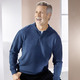 Uni - Polopullover mit kurzer Knopfleiste in 3 Farben – Farbe BLAU Uni - Polopullover mit kurzer Knopfleiste in 3 Farben, in Größe 3XL(64/66) bis XXL(60/62), in Farbe BLAU