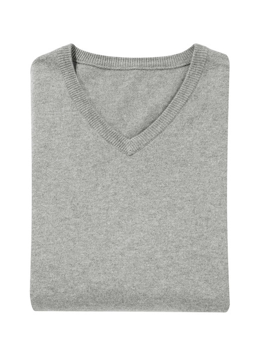 Uni - Klassischer V-Pullover in 4 Farben, in Größe L(52/54) bis XXL(60/62), in Farbe SCHWARZ Ansicht 4