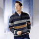 Gemustert - Gestreifter Troyer mit Stehkragen in 2 Farben, in Größe 3XL(64/66) bis XXL(60/62), in Farbe MARINE-GRAU-BORDEAUX