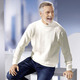 Uni - Pullover mit Strukturdessin in 3 Farben – Farbe WOLLWEISS – Ansicht 2 Uni - Pullover mit Strukturdessin in 3 Farben, in Größe 046 bis 062, in Farbe MARINE – Farbe WOLLWEISS – Ansicht 2