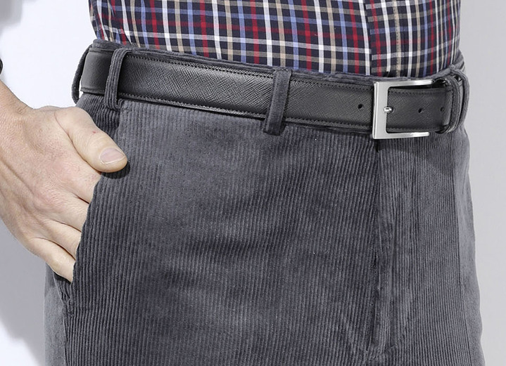 - Klassischer Herren-Gürtel aus Leder, 3,5 cm breit, in Größe 110 bis 130, in Farbe SCHWARZ Ansicht 2