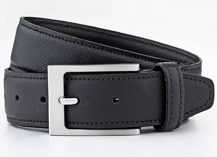 Gürtel - Klassischer Herren-Gürtel aus Leder, 3,5 cm breit Gürtel - Klassischer Herren-Gürtel aus Leder, 3,5 cm breit, in Größe 110 bis 130, in Farbe SCHWARZ