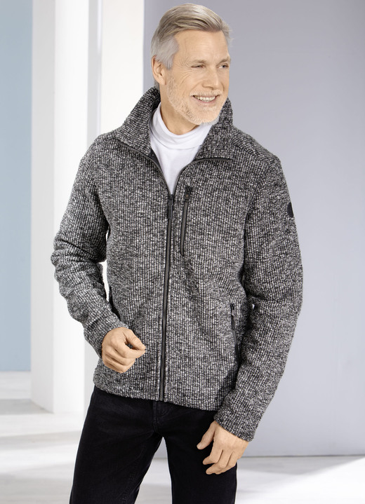 Kurzjacken & Blousons - Strickfleece-Kurzjacke von „G.I.G.A. DX by Killtec“, in Größe 3XL (56) bis XXL (54), in Farbe GRAU-ANTHRAZIT MELIERT Ansicht 2