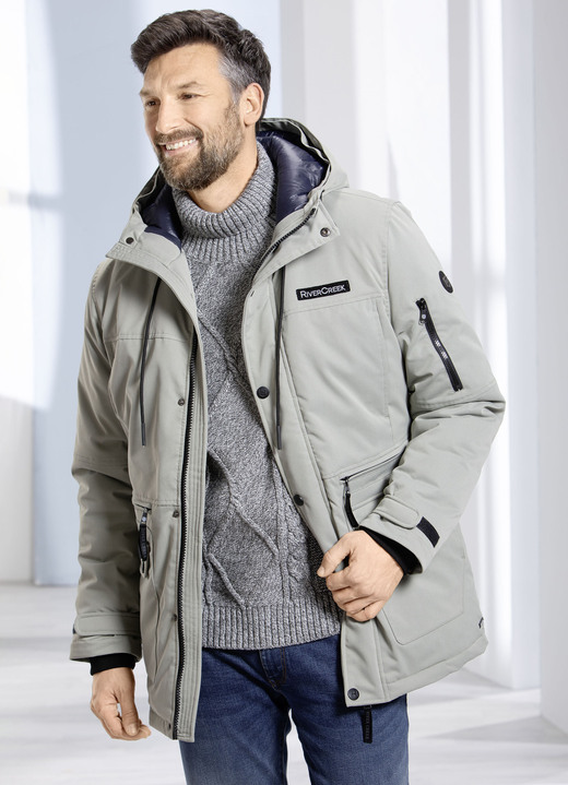 Jacken - Parka mit Kapuze , in Größe 3XL (58) bis XXL (56), in Farbe STEINGRAU Ansicht 2