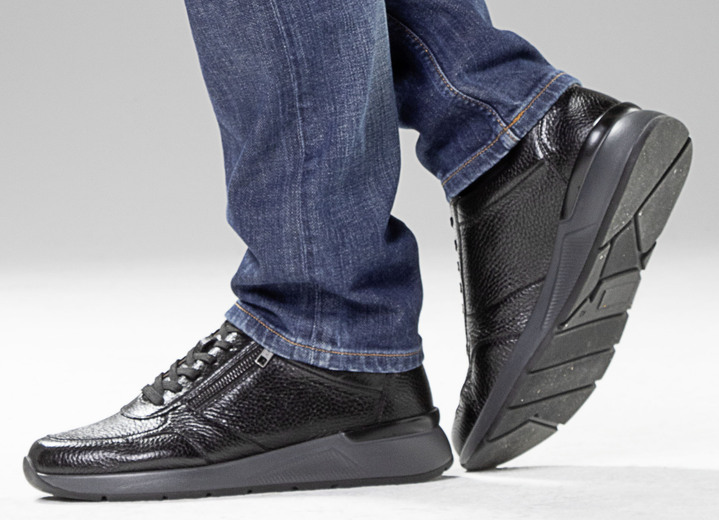 Slipper & Schnürschuhe - GINO GALANTE, klassische Herren-Sneaker, mit Reißverschluss, in Größe 040 bis 046, in Farbe SCHWARZ Ansicht 5