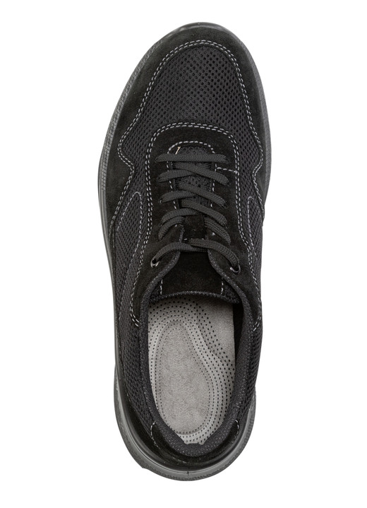 Slipper & Schnürschuhe - Schnürschuh aus Veloursleder und Textilmaterial, in Größe 040 bis 046, in Farbe SCHWARZ Ansicht 2