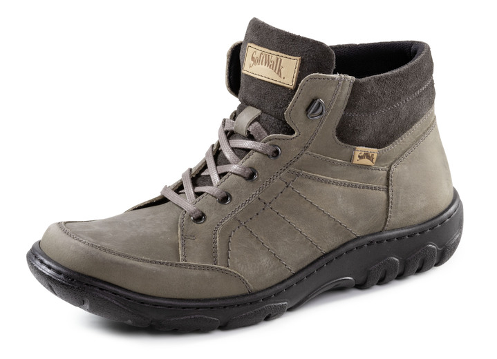 Stiefeletten - Schnür-Boot aus Nubuk- und Veloursleder, in Größe 040 bis 046, in Farbe SCHWARZ Ansicht 4