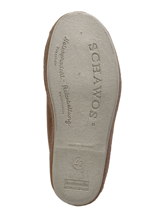 Hausschuhe - Stiefelette aus Veloursmaterial mit Klettverschluss, in Größe 040 bis 046, in Farbe BRAUN Ansicht 3