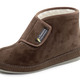 Hausschuhe - Stiefelette aus Veloursmaterial mit Klettverschluss, in Größe 040 bis 046, in Farbe BRAUN – Farbe BRAUN – Ansicht 1