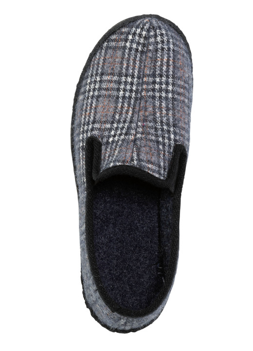 Hausschuhe - Textil-Hausschuh mit anatomisch geformtem Fußbett, in Größe 040 bis 046, in Farbe BLAUGRAU-MULTICOLOR Ansicht 2