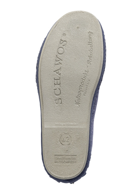 Hausschuhe - Komfortable Herren-Hausschuhe, mit anatomisch geformtem Fußbett, in Größe 040 bis 046, in Farbe MARINE Ansicht 3
