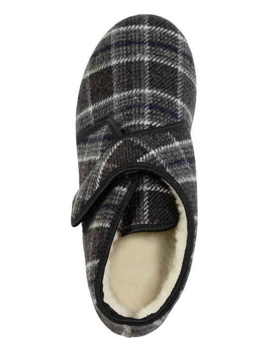 Hausschuhe - Stiefelette aus kariertem Textilmaterial, in Größe 040 bis 046, in Farbe BLAU Ansicht 5