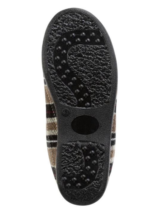 Hausschuhe - Stiefelette aus kariertem Textilmaterial, in Größe 040 bis 046, in Farbe BRAUN Ansicht 3