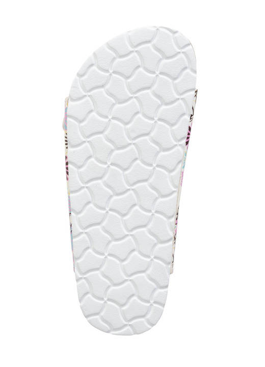 - Pantolette in verspielt bedrucktem Dessin, in Größe 036 bis 042, in Farbe ECRU-BUNT Ansicht 3