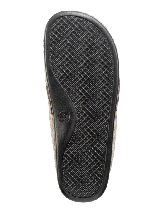 Hausschuhe - Laurina Pantoffel aus Filz und bedrucktem Kunstfell, in Größe 036 bis 042, in Farbe BEIGE Ansicht 3