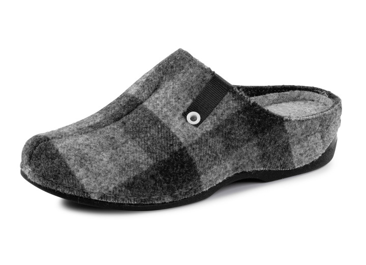 SALE % - Laurina Pantoffel aus kariertem Textilmaterial, in Größe 036 bis 042, in Farbe GRAU Ansicht 1