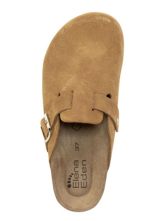 Hausschuhe - ELENA EDEN Clog mit verstellbarer Schnalle, in Größe 036 bis 042, in Farbe COGNAC Ansicht 2