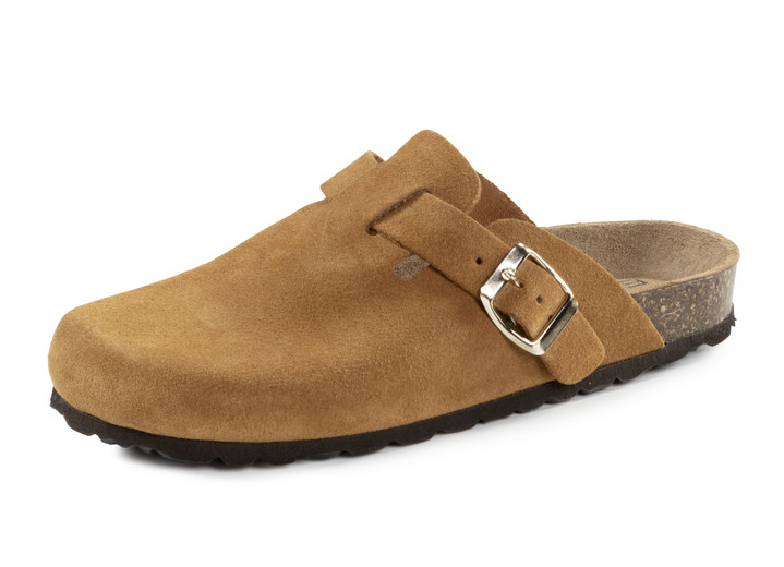 Hausschuhe - ELENA EDEN Clog mit verstellbarer Schnalle, in Größe 036 bis 042, in Farbe COGNAC Ansicht 1
