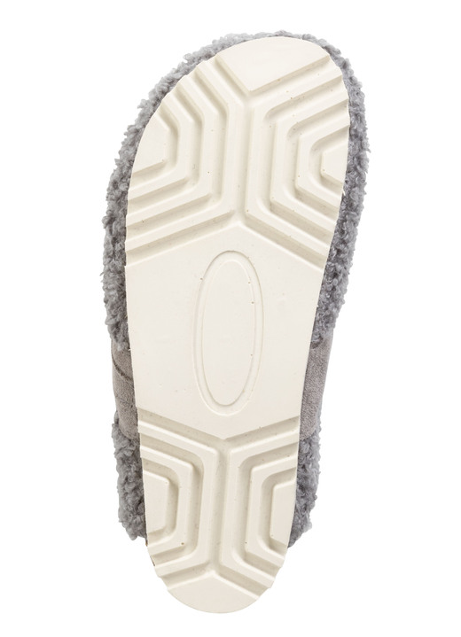 Hausschuhe - Laurina Pantoffel aus weichem Plüsch mit Veloursbesatz, in Größe 036 bis 042, in Farbe SANDBEIGE Ansicht 6