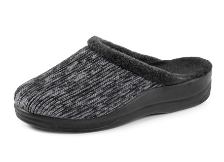 Laurina Pantoffel aus changierendem Cord-Material mit Filzbesatz