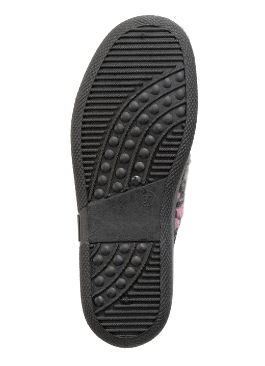 Hausschuhe - Pantoffel mit Blüten-Dessin Ansicht 3 Hausschuhe - Pantoffel mit Blüten-Dessin, in Größe 036 bis 042, in Farbe ANTHRAZIT-ROSA Ansicht 3