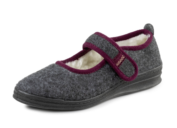 Damenmode - Spangenschuh aus weichem Filz, in Größe 036 bis 042, in Farbe GRAU Ansicht 1