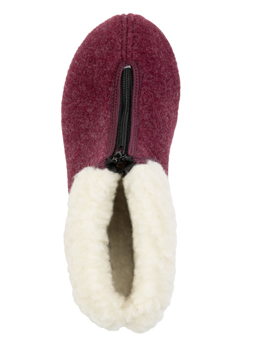 Hausschuhe - Haus-Stiefelette mit praktischem Front-Reißverschluss Ansicht 2 Hausschuhe - Haus-Stiefelette mit praktischem Front-Reißverschluss, in Größe 037 bis 042, in Farbe BORDEAUX Ansicht 2