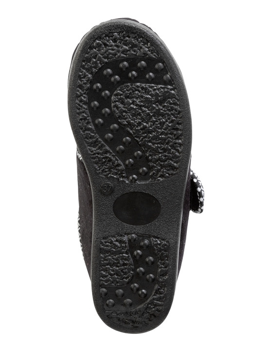 Hausschuhe - Warme Damen-Hausschuhe, Weite H, mit Klettverschluss, in Größe 036 bis 042, in Farbe SCHWARZ Ansicht 3