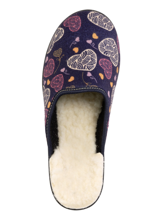 Damenmode - Zweierpack, gefütterte Damen-Hausschuhe, Weite H, mit Textildruck, in Größe 036 bis 042, in Farbe 1X BORDEAUX, 1X MARINE Ansicht 6