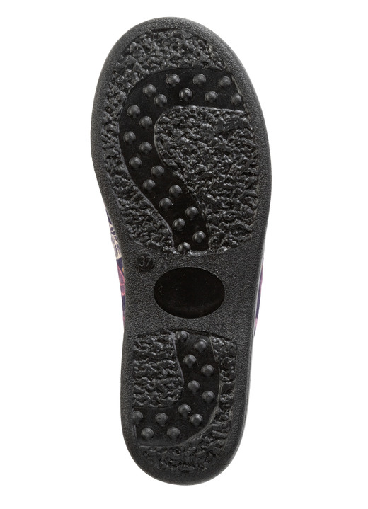 Damenmode - Zweierpack, gefütterte Damen-Hausschuhe, Weite H, mit Textildruck, in Größe 036 bis 042, in Farbe 1X BORDEAUX, 1X MARINE Ansicht 7