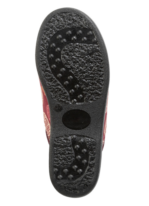 Damenmode - Zweierpack, gefütterte Damen-Hausschuhe, Weite H, mit Textildruck, in Größe 036 bis 042, in Farbe 1X BORDEAUX, 1X MARINE Ansicht 4