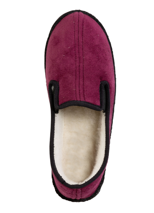 Hausschuhe - Atmungsaktiver Velours-Hausschuh, in Größe 036 bis 042, in Farbe BORDEAUX-SCHWARZ Ansicht 2
