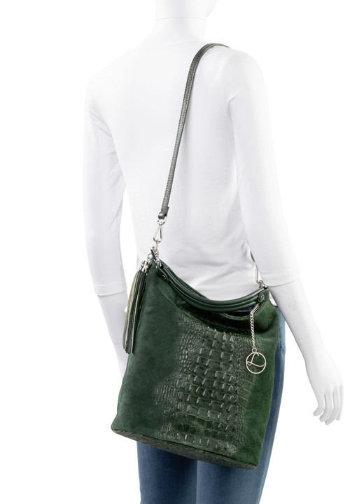 - Laurina Tasche aus Kalb-Veloursleder , in Farbe TANNE Ansicht 3