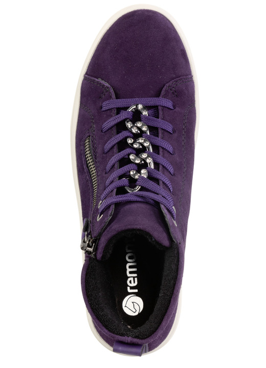Stiefel & Stiefeletten - Remonte Bootie mit funkelnder Zierkette an der Schnürung, in Größe 036 bis 042, in Farbe LILA Ansicht 2