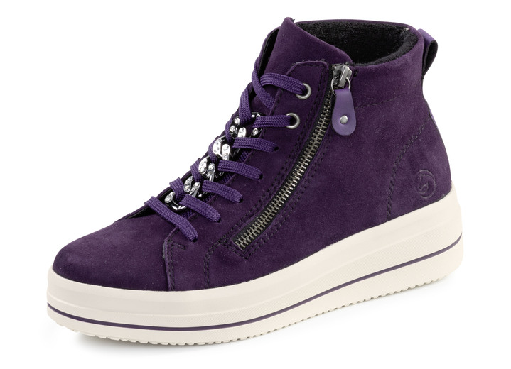 Stiefel & Stiefeletten - Remonte Bootie mit funkelnder Zierkette an der Schnürung, in Größe 036 bis 042, in Farbe SCHWARZ Ansicht 6