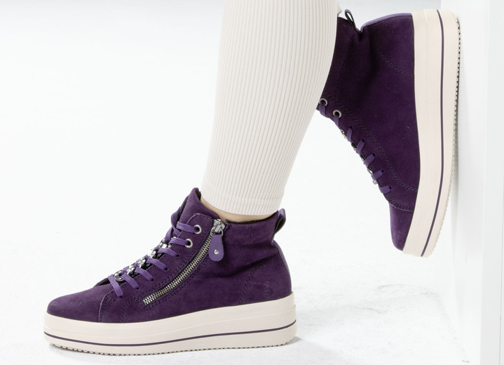 Stiefel & Stiefeletten - Remonte Bootie mit funkelnder Zierkette an der Schnürung, in Größe 036 bis 042, in Farbe LILA Ansicht 5