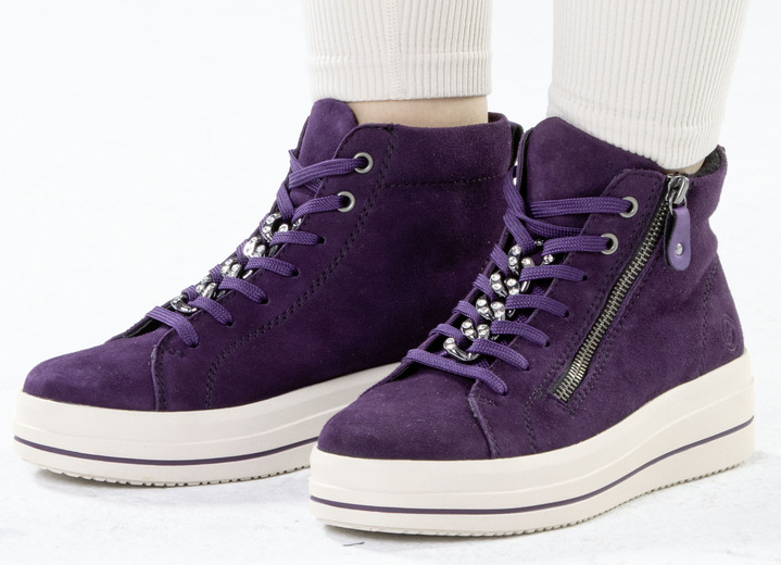 Stiefel & Stiefeletten - Remonte Bootie mit funkelnder Zierkette an der Schnürung, in Größe 036 bis 042, in Farbe LILA Ansicht 7