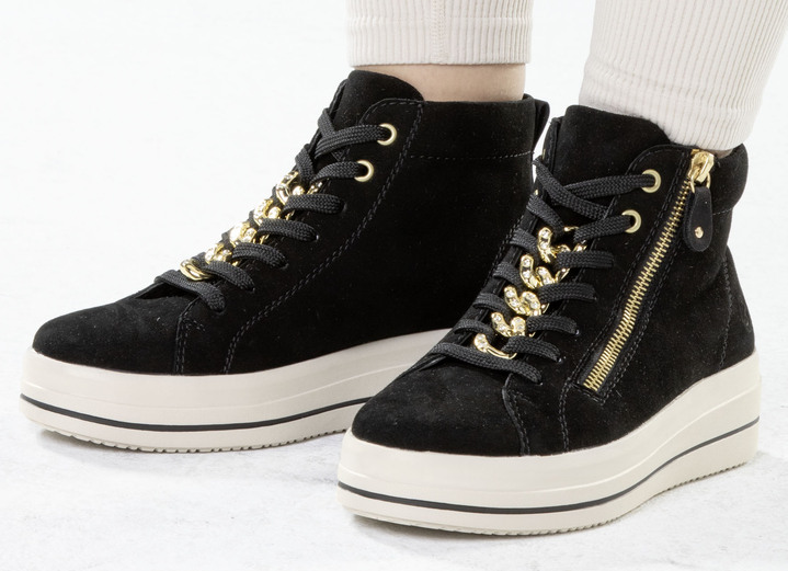 Stiefel & Stiefeletten - Remonte Bootie mit funkelnder Zierkette an der Schnürung, in Größe 036 bis 042, in Farbe LILA Ansicht 12