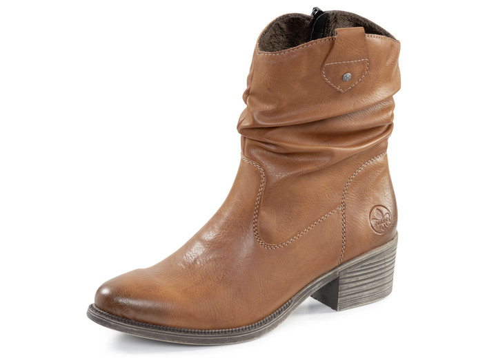 Damenmode - Rieker Western-Stiefelette aus weichem Synthetikmaterial mit Raffung, in Größe 036 bis 042, in Farbe SCHWARZ Ansicht 5