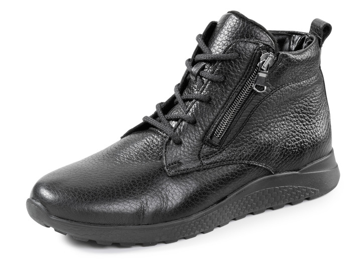Weite H - Waldläufer, bequeme Damen-Stiefeletten, Winterschuhe, Weite H, aus Hirschleder, in Größe 4 1/2 bis 9, in Farbe SCHWARZ Ansicht 1