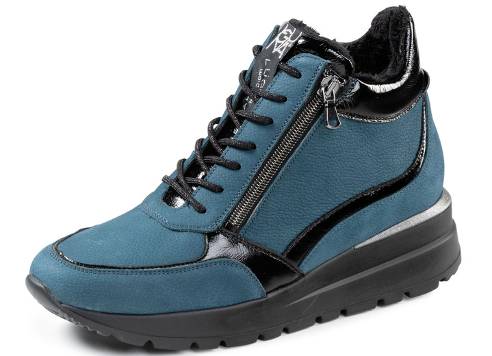 Weite H - Waldläufer Schnür-Bootie mit Besätzen aus Lackleder, in Größe 3 1/2 bis 8, in Farbe LILA Ansicht 4