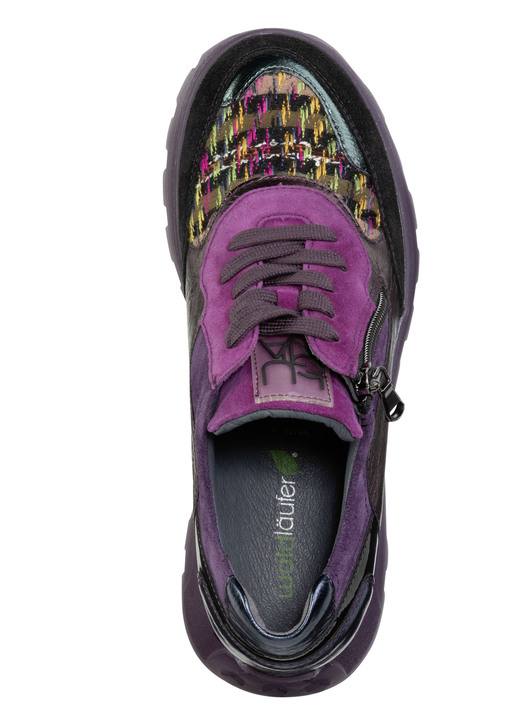 Weite H - Waldläufer Schnür-Sneaker mit buntem Textilmaterial kombiniert Ansicht 2 Weite H - Waldläufer Schnür-Sneaker mit buntem Textilmaterial kombiniert, in Größe 3 1/2 bis 8, in Farbe LILA-BUNT Ansicht 2