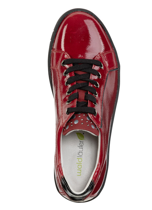 Slipper & Schnürschuhe - Waldläufer Schnürschuh aus weichem Knautschlackleder Ansicht 2 Slipper & Schnürschuhe - Waldläufer Schnürschuh aus weichem Knautschlackleder, in Größe 3 1/2 bis 8, in Farbe RUBINROT-SCHWARZ Ansicht 2
