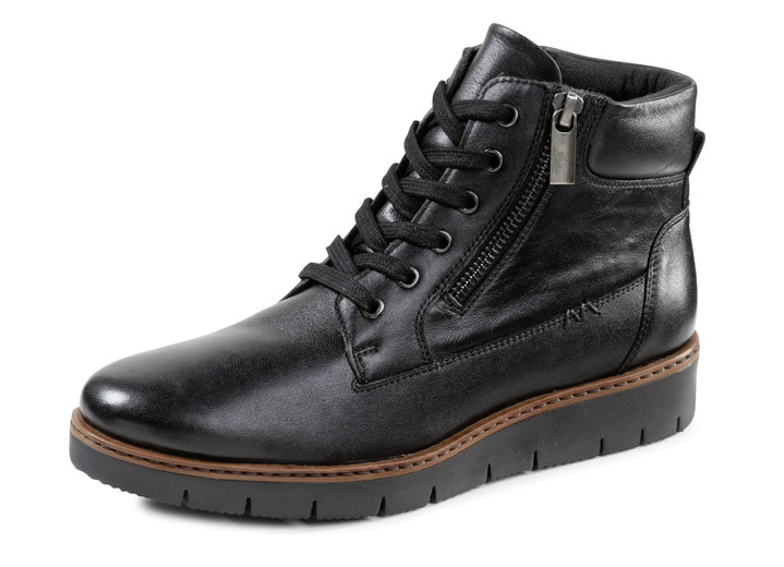 Damenmode - ELENA EDEN Schnür-Bootie mit gepolstertem Schaftrand, in Größe 036 bis 042, in Farbe SCHWARZ Ansicht 1