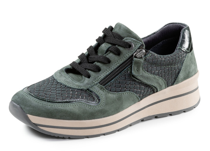 Slipper & Schnürschuhe - ELENA EDEN Schnür-Sneaker mit herausnehmbarem Lederfußbett, in Größe 036 bis 042, in Farbe DUNKELGRÜN Ansicht 1